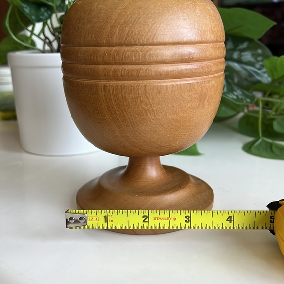 Vintage Wood Pedestal Vase Decor - Picture 9 of 14